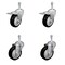 Service Caster 4 Inch SS Black Poly Swivel 3/8 Inch Threaded Stem Caster Total Lock Brake, 2PK SSTSTTL20S414-PPUB-BLK-381615-2-S-2 - alternate 1